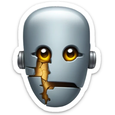 a half of robot that peeks in the cracks sticker