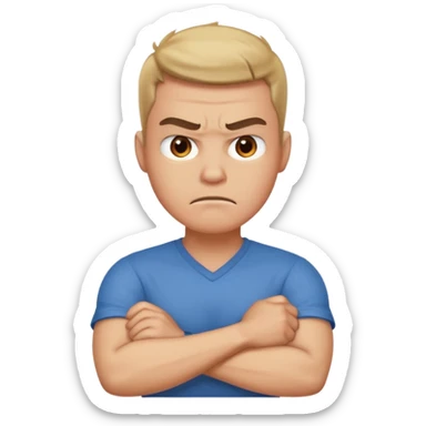arms crossed holding neck angry guy sticker