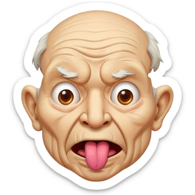 Crazy weird old man tounge sticking out  sticker