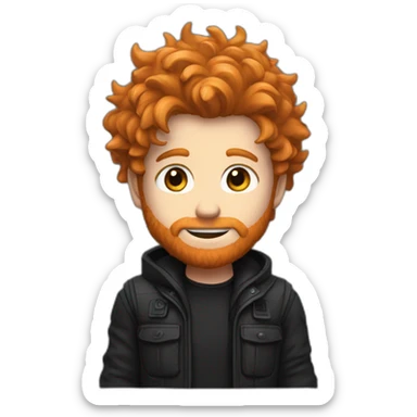 Ginger protagonist scruffy hair and black gear clothes sticker