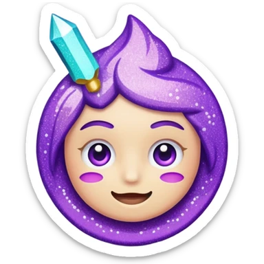 Glitter Roxo e Ciano Mão apontando para direita sticker