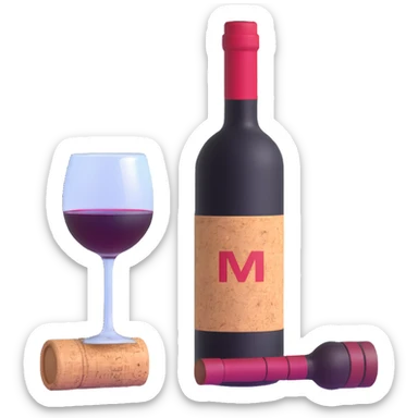 catalan porró with cork stopper, filled with red wine sticker