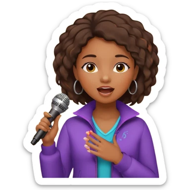 African American girl singing with microphone in her hand Abe music notes everywhere sticker