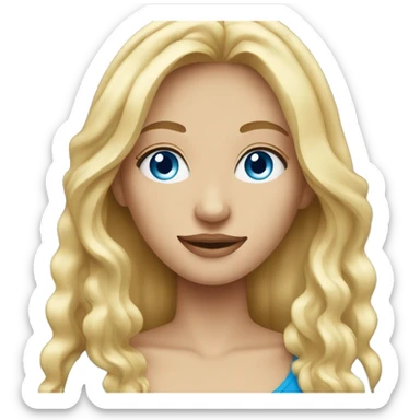 blonde with blue eyes and long hair graphic designer sticker
