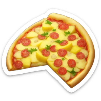 a potato mixed with pineapple pizza sticker