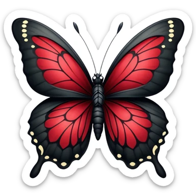 A black butterfly with intricately detailed wings, featuring a central ribbon tied in a bow, blending gothic fashion with nature’s beauty. sticker