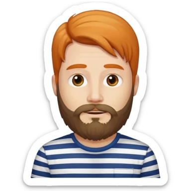 refree long hair and a beard but no moustache and wears a vertically striped t-shirt. sticker