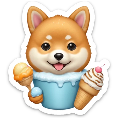The baby shiba dog with icecream sticker