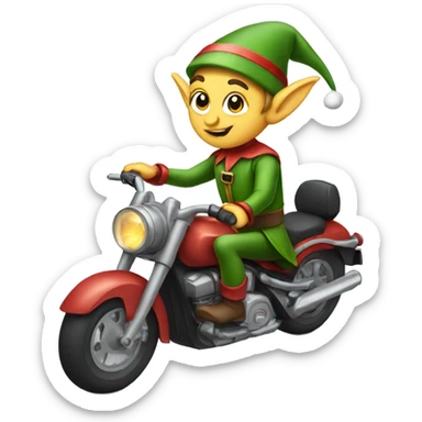 Elf on a motorcycle  sticker