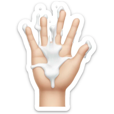 milk dripping directly off palm of hand with 5 fingers sticker