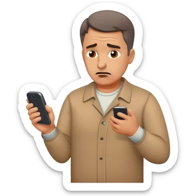 upset middle aged man with phone in hand sticker