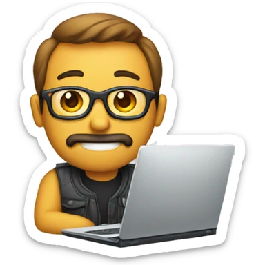 chico con ordenador sticker