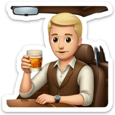 fast car driver drinking whiskey sticker