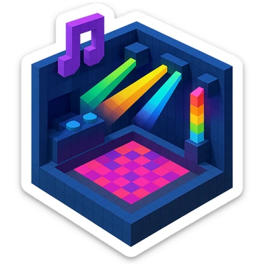 nightclub with dynamic laser lights, a dance floor, and a futuristic vibe sticker