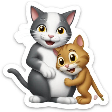 Tom the cat holding Jerry the mouse  sticker
