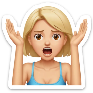 Girl with hands on neck screaming sticker