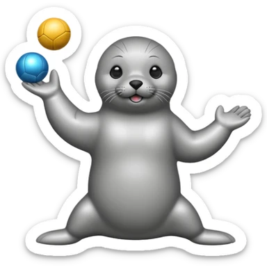a Circus cute seal juggling two metal ball sticker