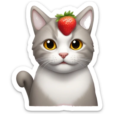 Gato con disfraz de fresa sticker