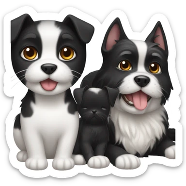 Black cat with black and white terrier dog sticker