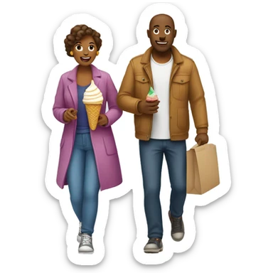 make an emoji that shows a couple of a woman and a man going for a walk eating ice cream sticker