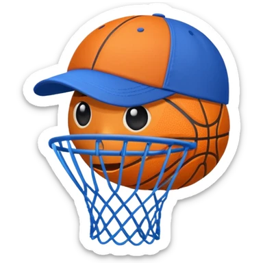 basketball cap object icon, sporty cap with basketball logo style (no text), 3D cartoon, mobile game icon style, clean background, no watermark
 sticker
