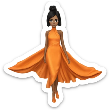 kendall jenner orange met gala dress  sticker