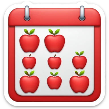 calendar icon, Apple emoji style, no text or numbers, only shapes sticker