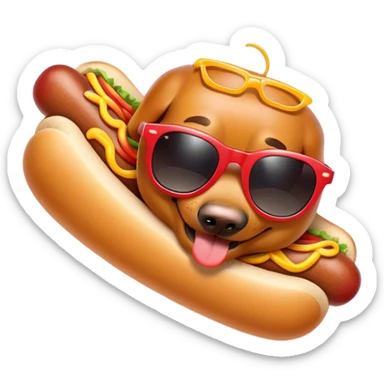 hot dog with sun glasses sticker