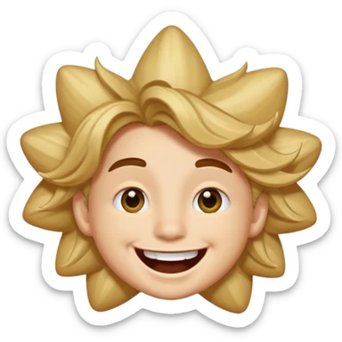 Moreno ojos de estrella riéndose y pelo asía lado sticker