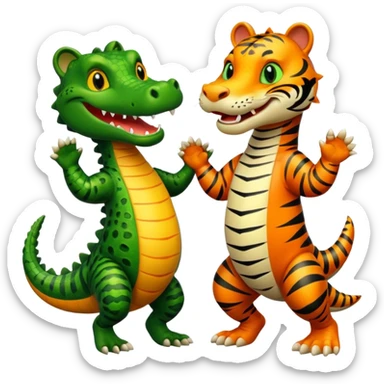 Alligator qui danse avec un tigre  sticker
