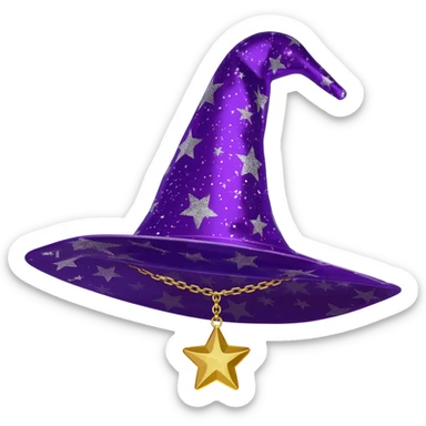 A wizard hat, Puple color and star Pattern, with starlight shape pendant sticker
