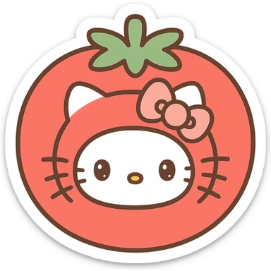 Hello Kitty trapped inside a tomato, cute and charming style sticker