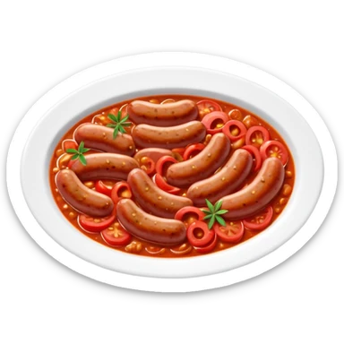 emoji of Rougail saucisse meal. Typical Reunion island meal consisted of Sliced sausage in tomato sauce (strong red color) with thym  sticker