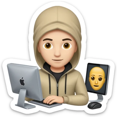 a 3d hacker with computer sticker