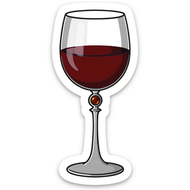 fancy silver goblet adorned with red amber stones containing dark red wine sticker