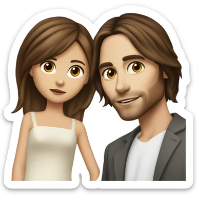 Jared Leto and girl brown hair and brown eyes  sticker