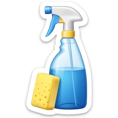 cleaning supplies with spray bottle and sponge sticker