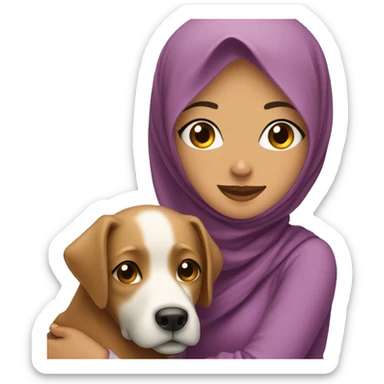 pretty woman with hijab hugging a dog sticker
