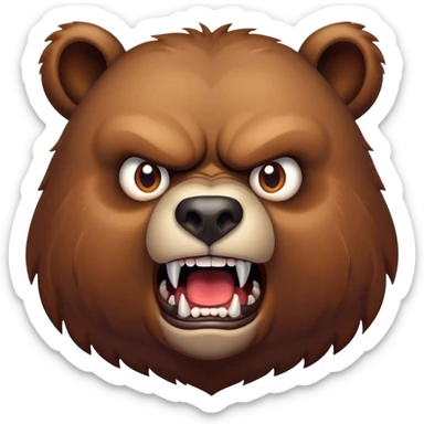 angry bear with no pupils and sharp teeth  sticker
