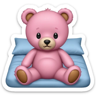 Fuzzy Pink teddy bear in bed  sticker