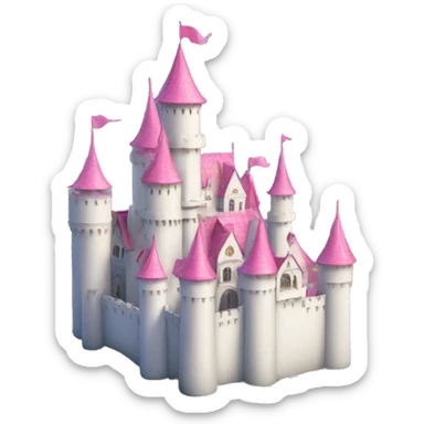 white fairytale castle with pink roofs sticker