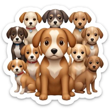 Dog who has lots of humans who are all organised in a grid sticker