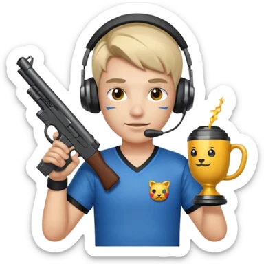 Dictator + Gaming + Gamer + Tournament Cup  + Gun  sticker