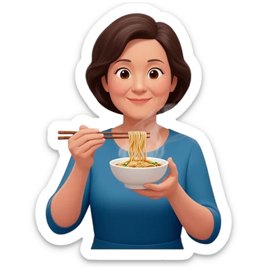 Eating Chinese noodles sticker
