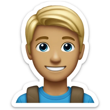 a 13 year old boy smiling with blue eyes and tan skin color straight har dirty blonde sticker