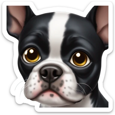 Beautiful black Boston terrier with dark brown eyes slanted  sticker