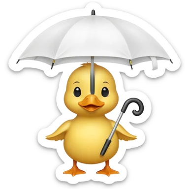 baby Duck holding white umbrella sticker