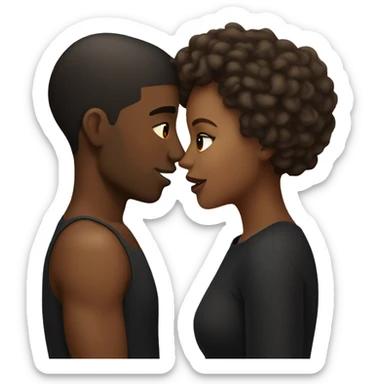 Two Aries kissing light skin black man and medium tone black woman with both having horns sticker