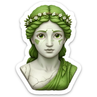 female greek sculpture with moss sticker