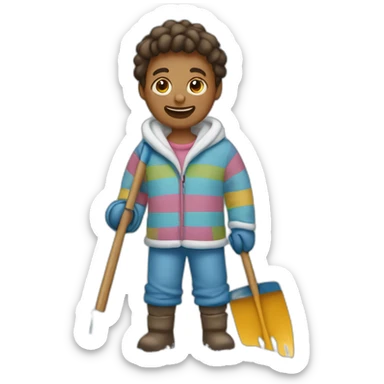 Shovelling snow in pyjamas  sticker